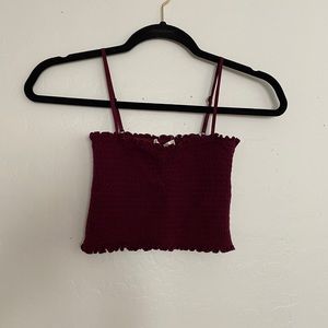 Burgundy Ribbed Crop Top